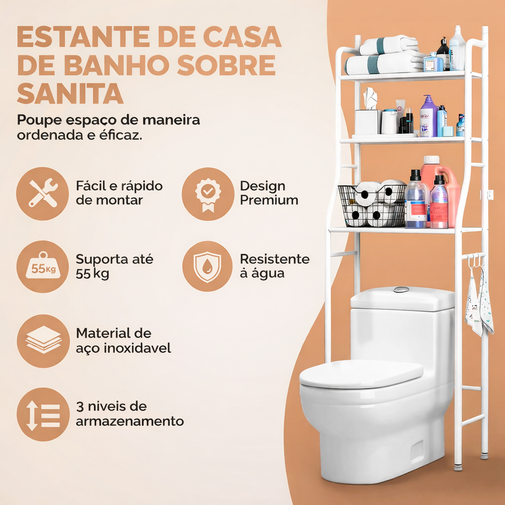 BathRack™ Estante para WC sobre Sanita