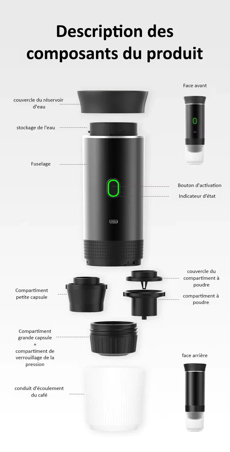 Portable Espresso Coffee Machine - Elétrico e Sem Fios