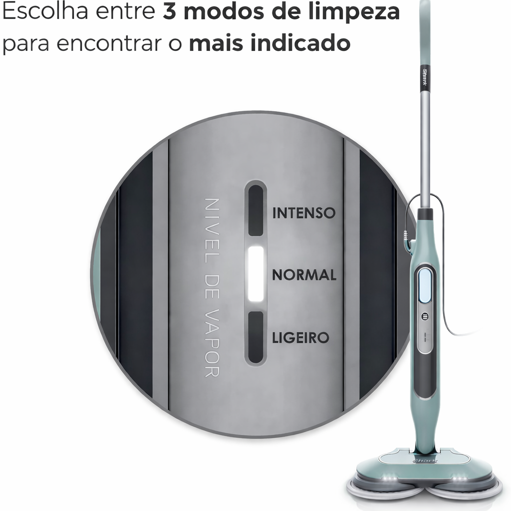 Esfregona a Vapor 2 em 1 Limpeza Profunda e Higienização de Pisos Rígidos
