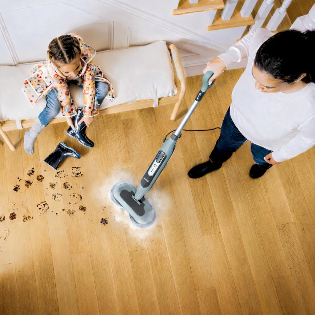 Esfregona a Vapor 2 em 1 Limpeza Profunda e Higienização de Pisos Rígidos