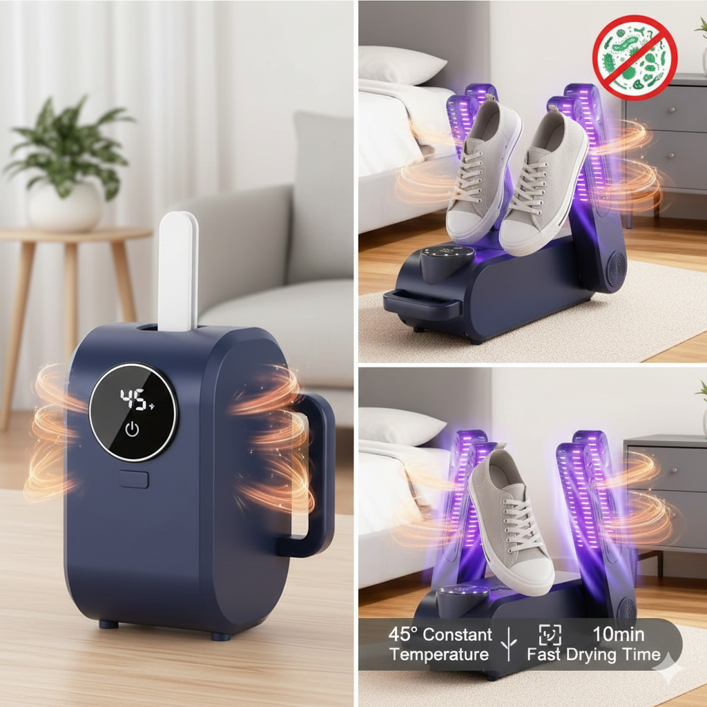 Secador de Sapatos Dobrável com UV - Desodorizante e Esterilizador Inteligente
