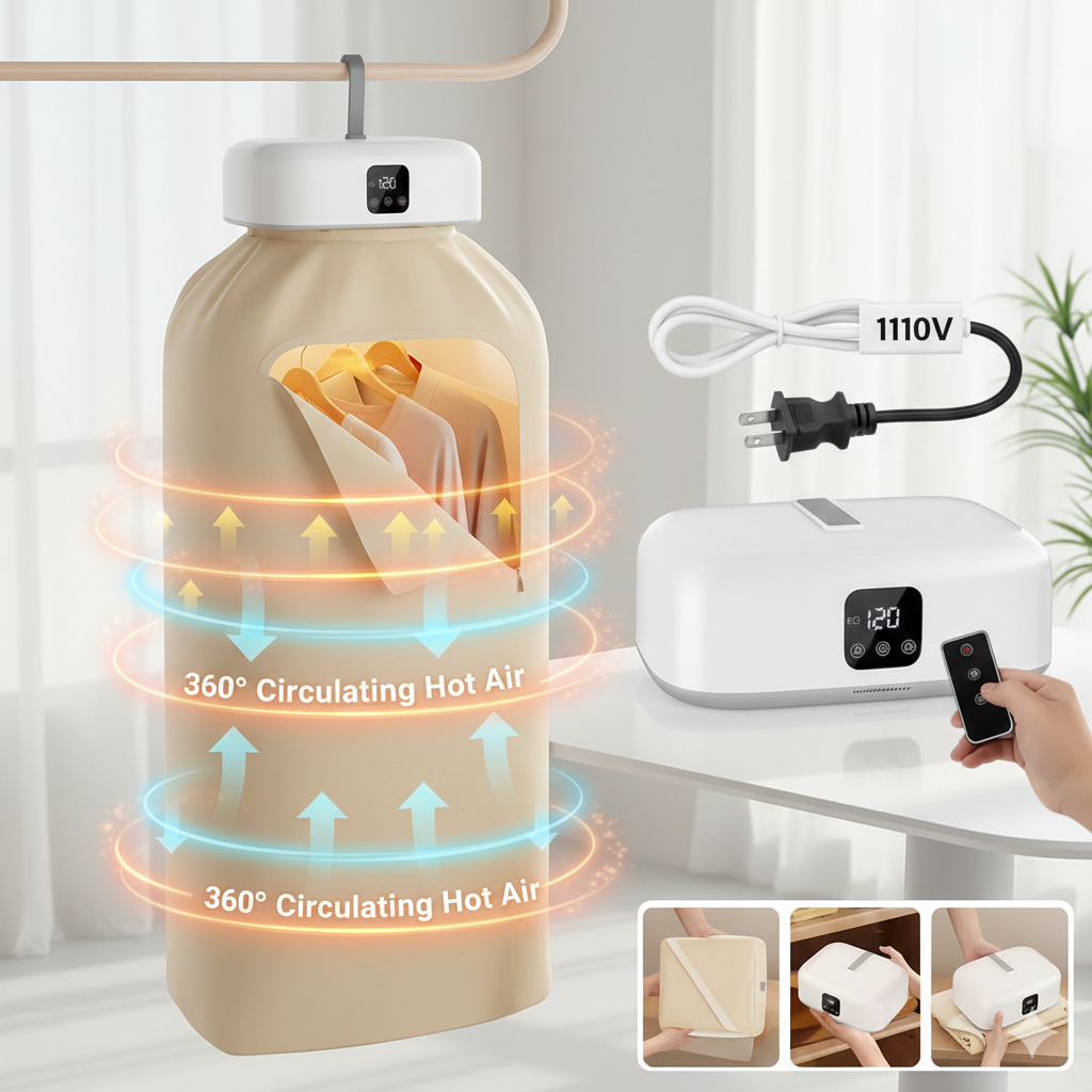 Secador de Roupas Portátil com Esterilização UV - Dobrável e Compacto