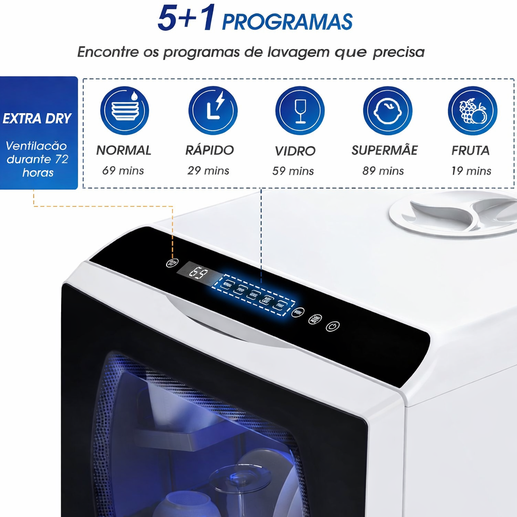 Máquina de Lavar Loiça de bancada Portátil 5 litros
