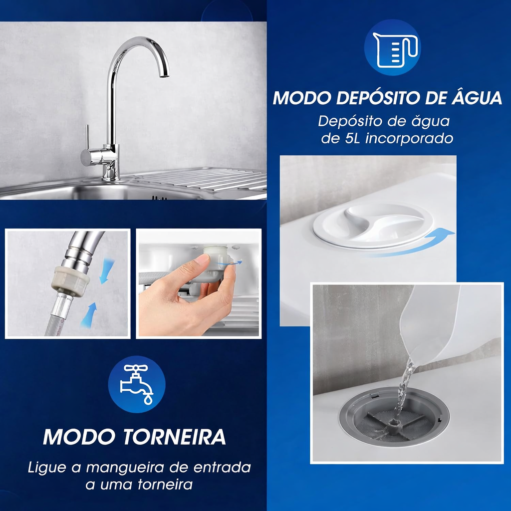 Máquina de Lavar Loiça de bancada Portátil 5 litros