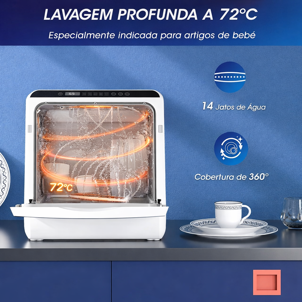 Máquina de Lavar Loiça de bancada Portátil 5 litros