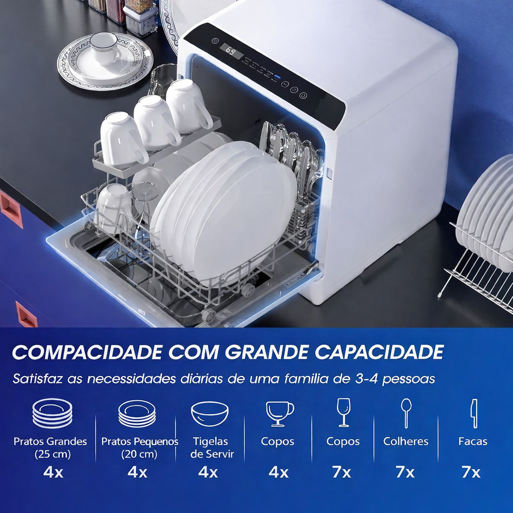 Máquina de Lavar Loiça de bancada Portátil 5 litros