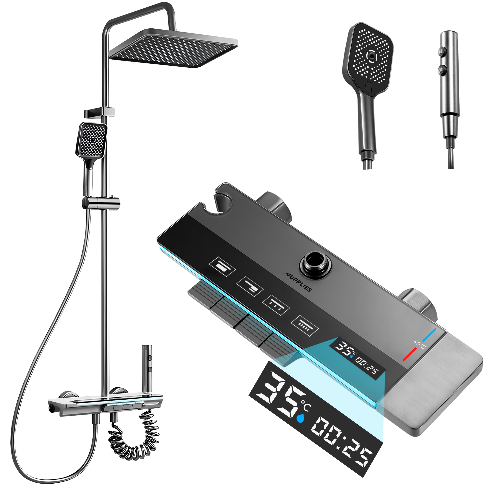 AquaSpa™ Coluna de Duche Termostática com LED