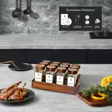 Suporte de Especiarias em Madeira de Acácia