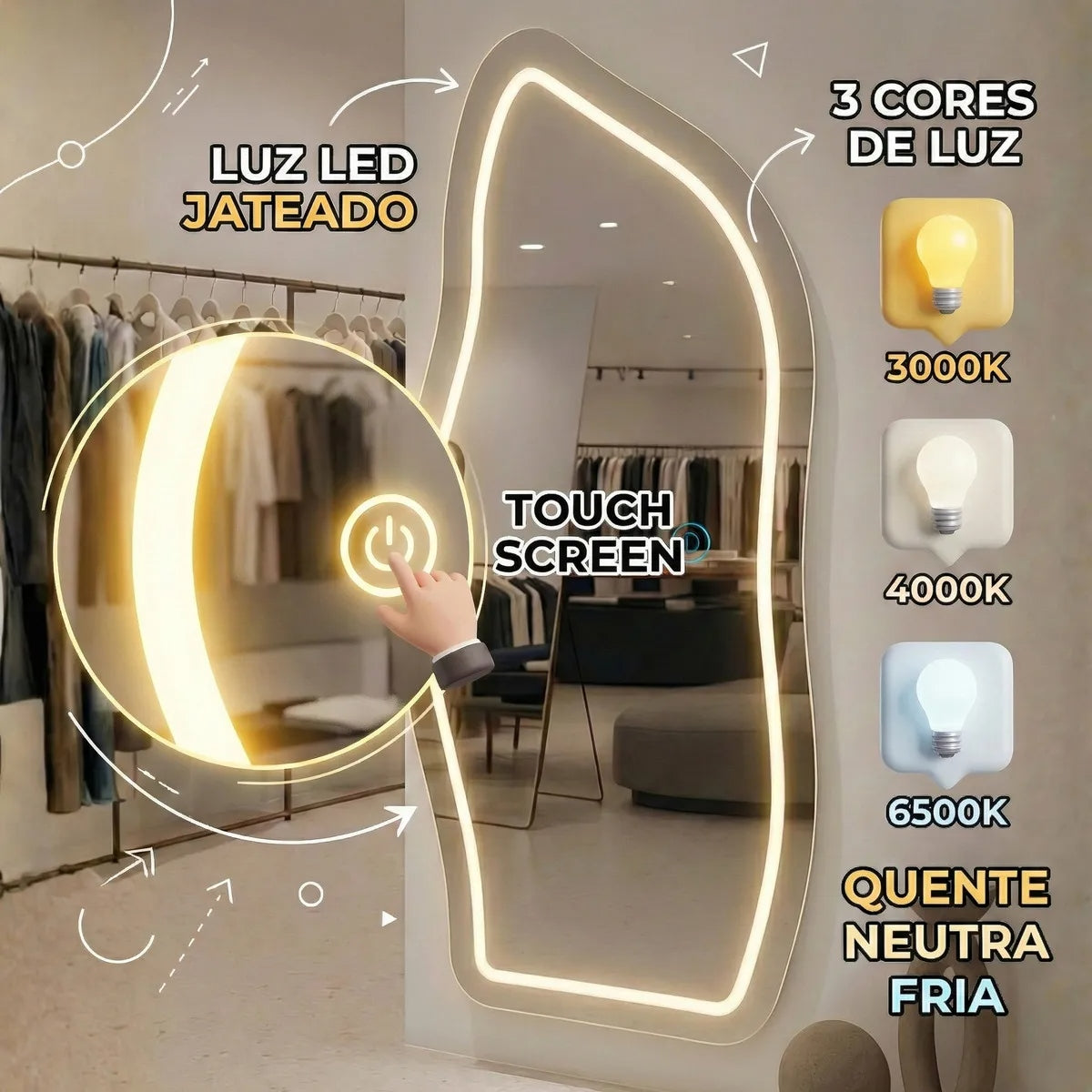 Norece Magnus Flow 170 — Espelho Orgânico LED