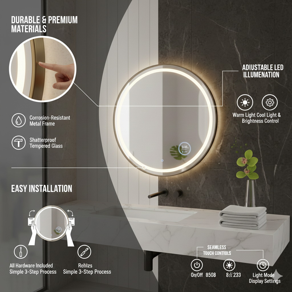 Espelho Smart com Leds  - Beleza e Funcionalidade para a sua casa de banho