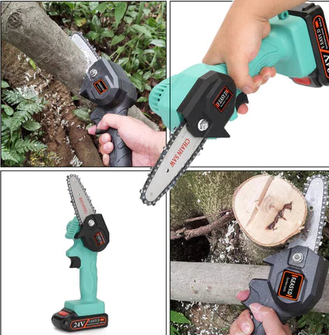 GreenTech™ Mini Motosserra de Poda 24V com Bateria e Carregador